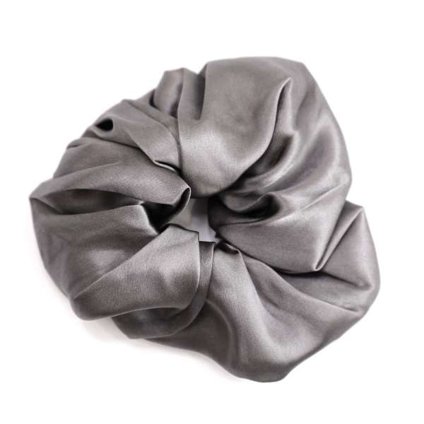 Scrunchie (100 % mullberry silk) - large - anthracite