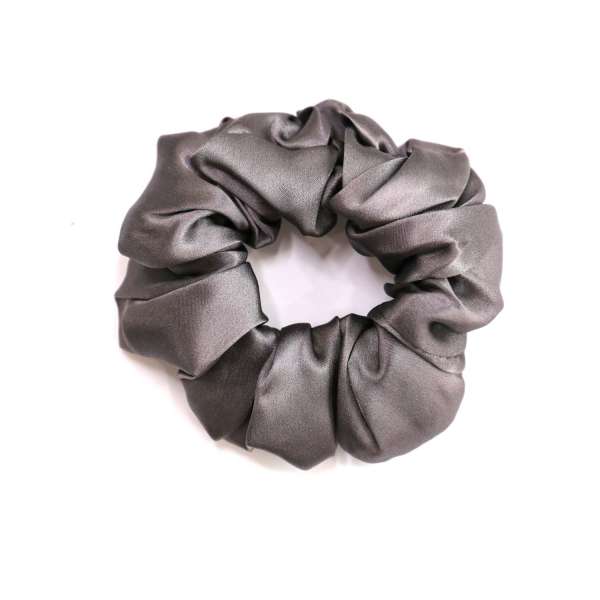Scrunchie (100 % mullberry silk) - medium - anthracite