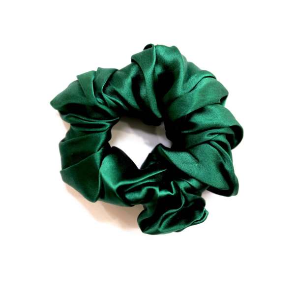 Scrunchie (100 % mullberry silk) - medium - dark green
